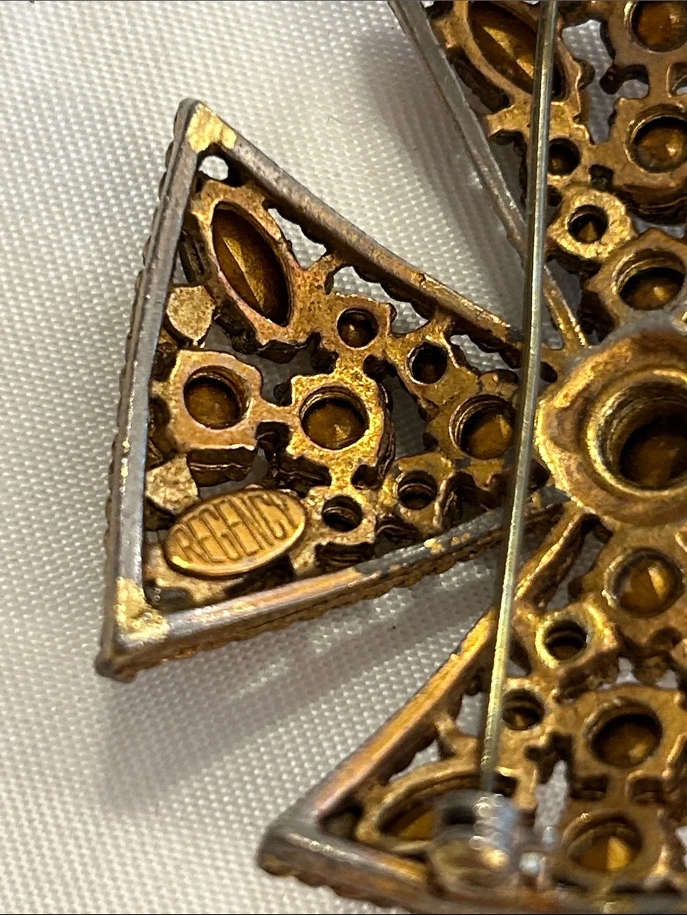 Brown, Amber, Champagne Crystal Cross Brooch - Women Jewelry